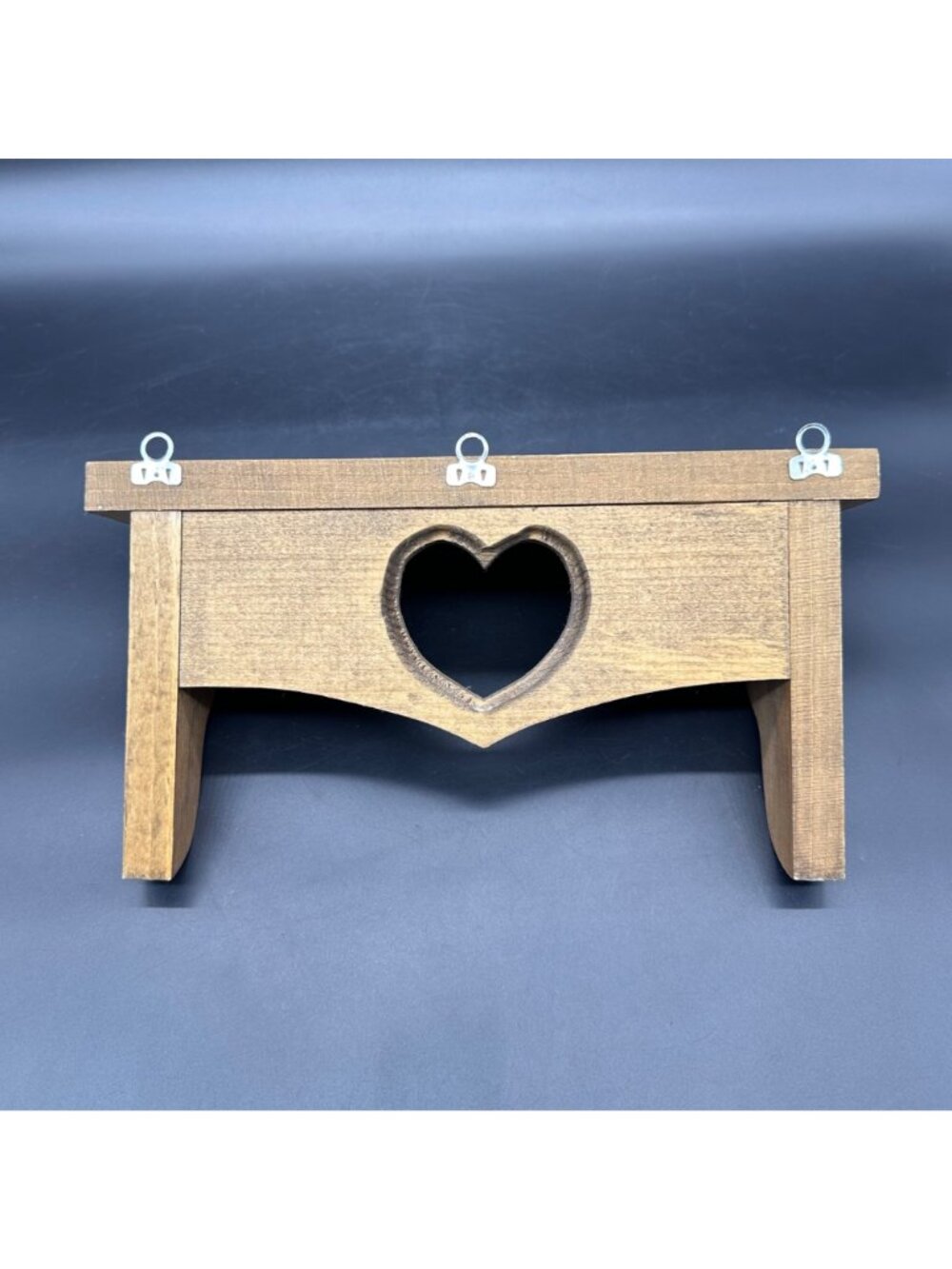 Vintage Wood Wall Shelf Heart Cutout Pegs Farmhouse Cottagecore Wall Hanging - Picture 5 of 10